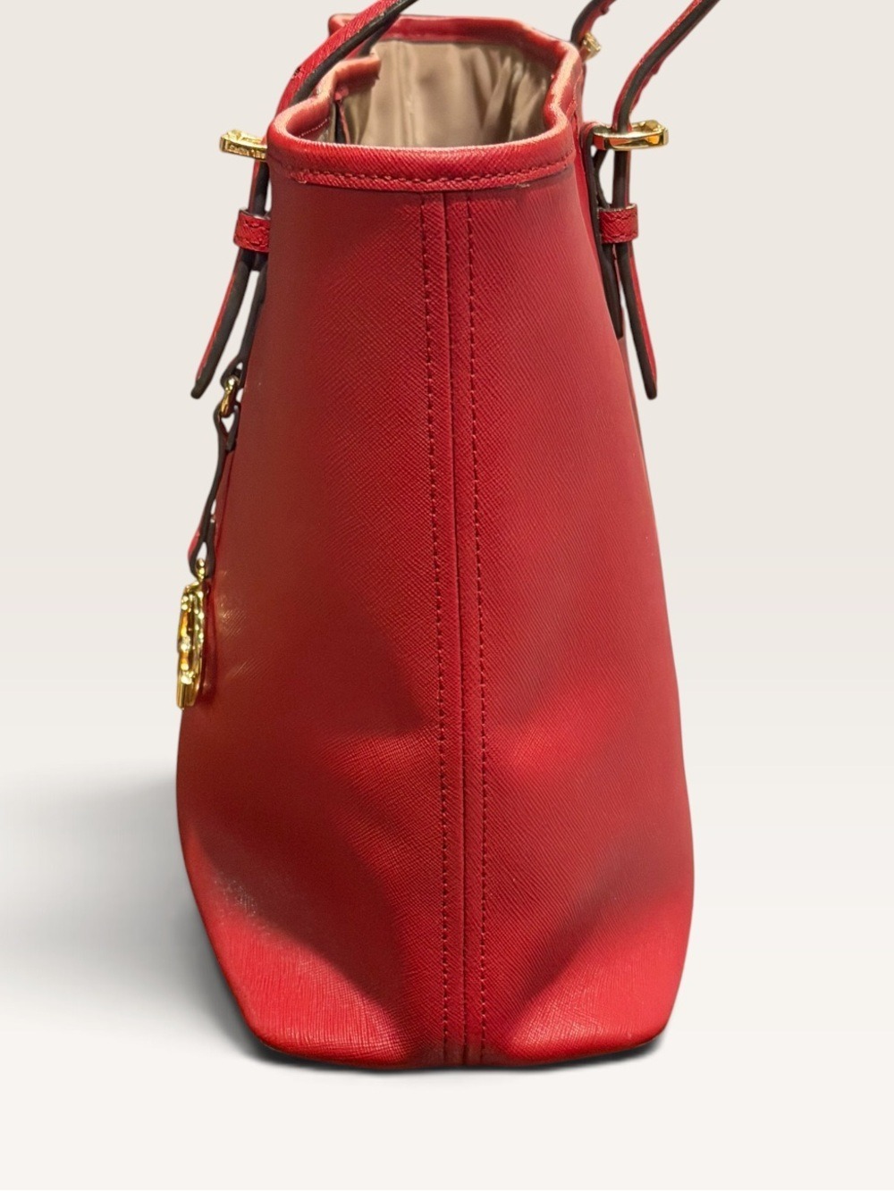 Michael Kors Red Saffiano Tote Bag - Picture 5 of 13
